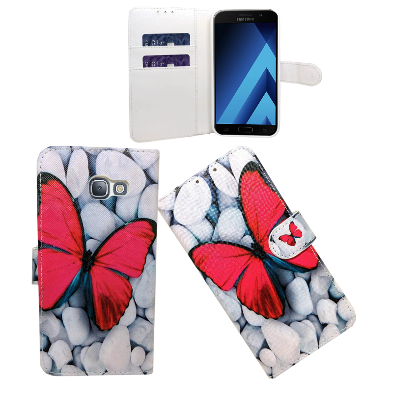 SAMSUNG J3 2016 WHITE BUTTERFLY PRINT BOOK CASE