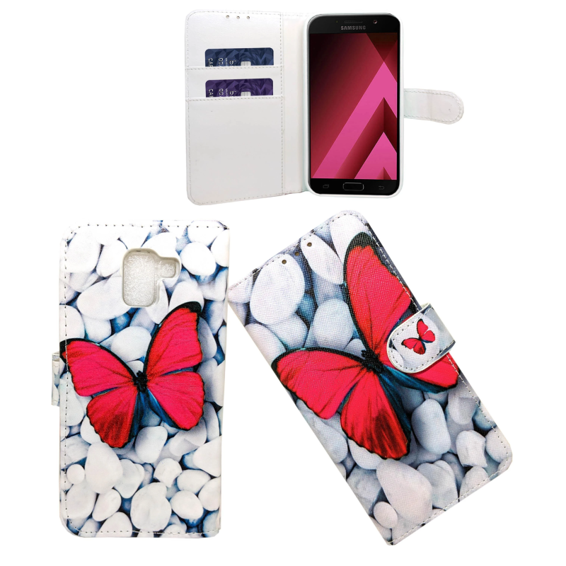 SAMSUNG J3 2017 WHITE BUTTERFLY PRINT BOOK CASE