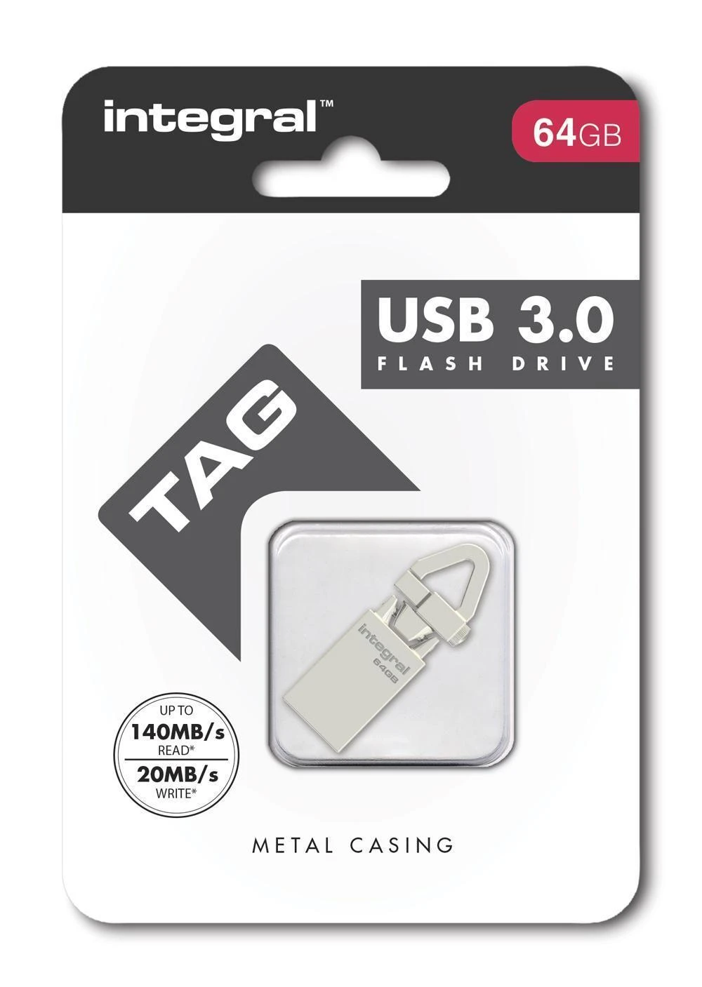 INTEGRAL 64GB USB TAG SMALL METAL DRIVE