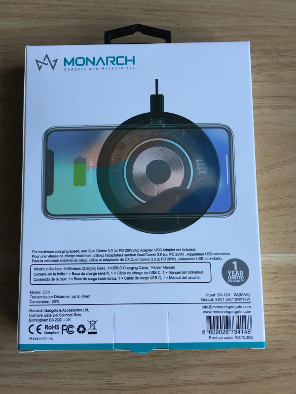 Monarch Wireless Charging Pad Powerbase Q5 15WATT