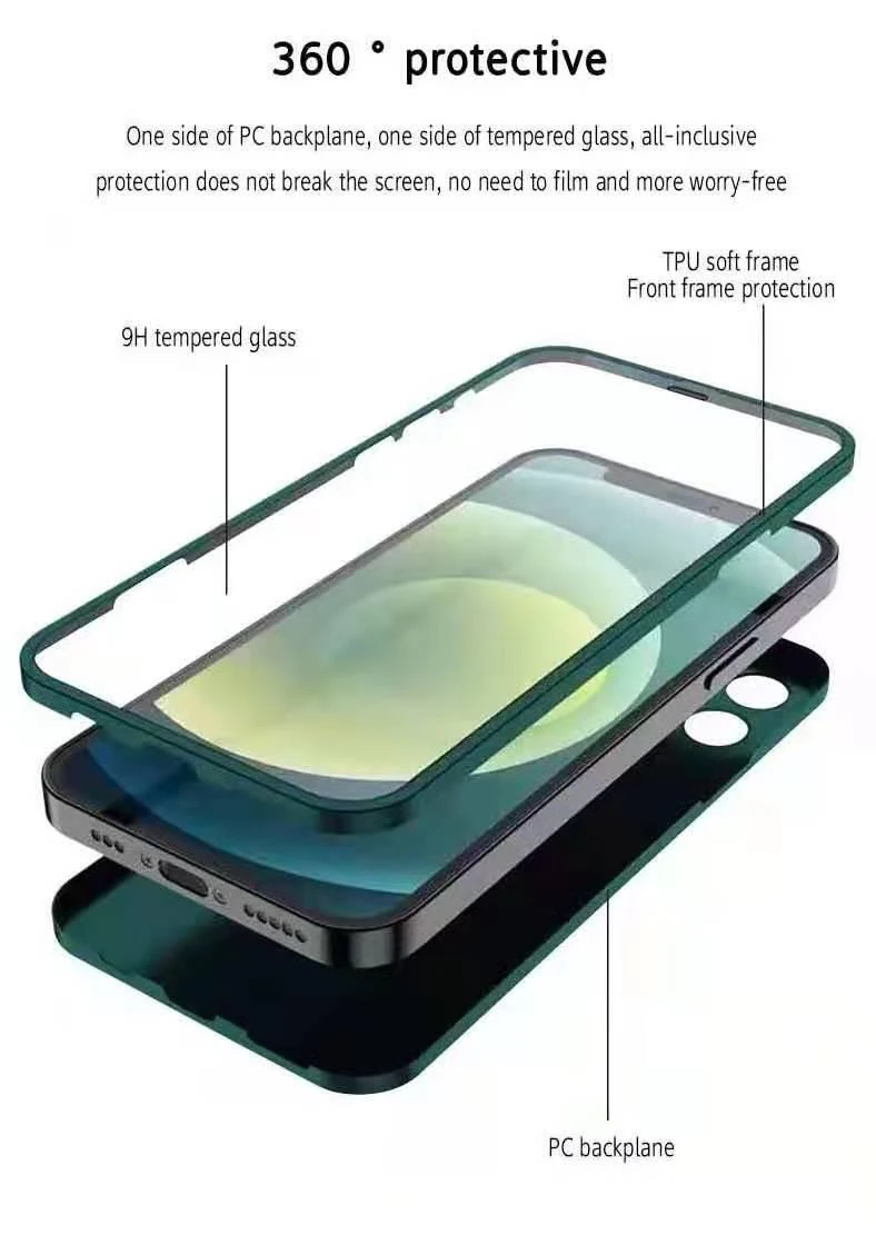 IPHONE 11 PRO MAX 360 CASE WITH TEMPERED GREEN