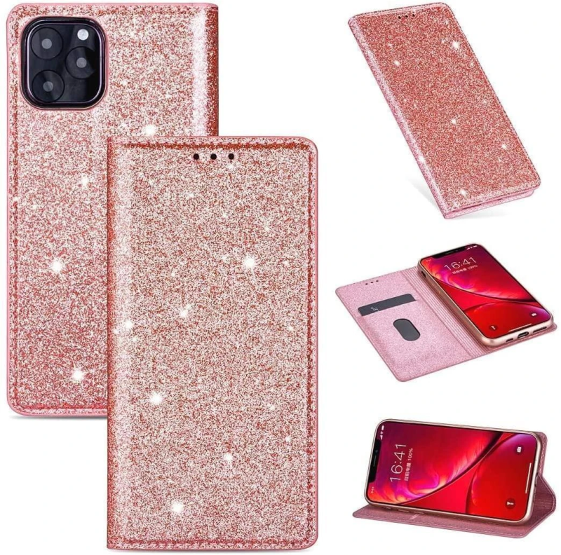 IPHONE 12 PRO MAX SHINY BOOK CASE ROSE