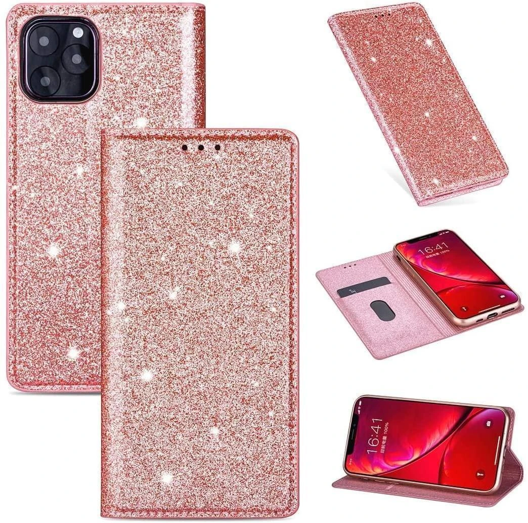 IPHONE 13 SHINY BOOK CASE ROSE