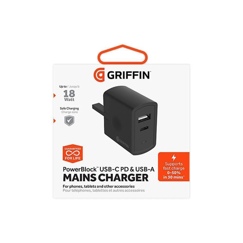 GRIFFIN (Dual Port) PD USB-C & USB-A PLUG 