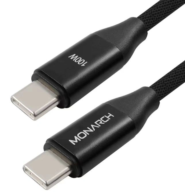 Monarch E-SERIES USB-C to USB-C PD Braided Cable 2M 100W BLACK