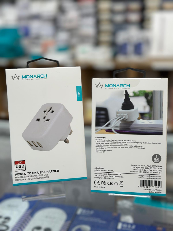 Monarch World to UK USB Charger UK1
