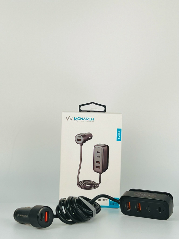 Monarch Evo60 USB C and A InCar Charging Hub 108W