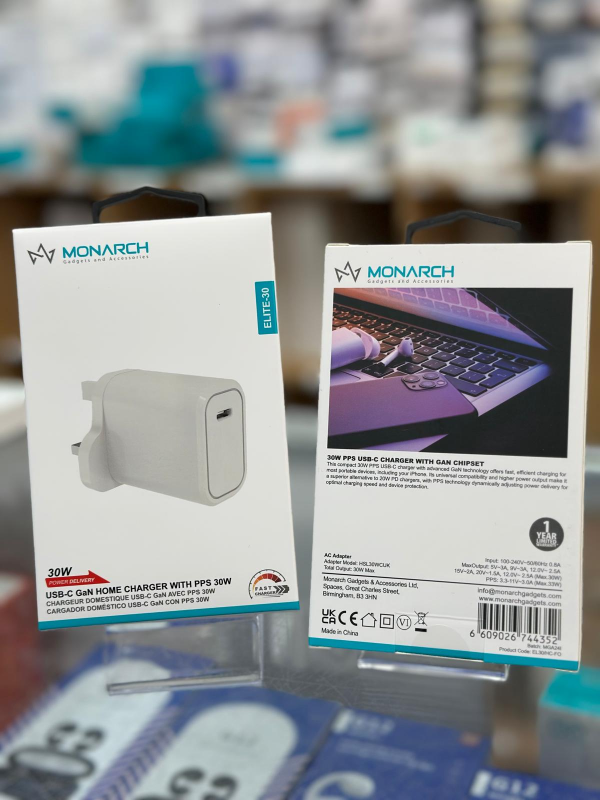 Monarch 30 WATT Gan USB-C PD Home Charger
