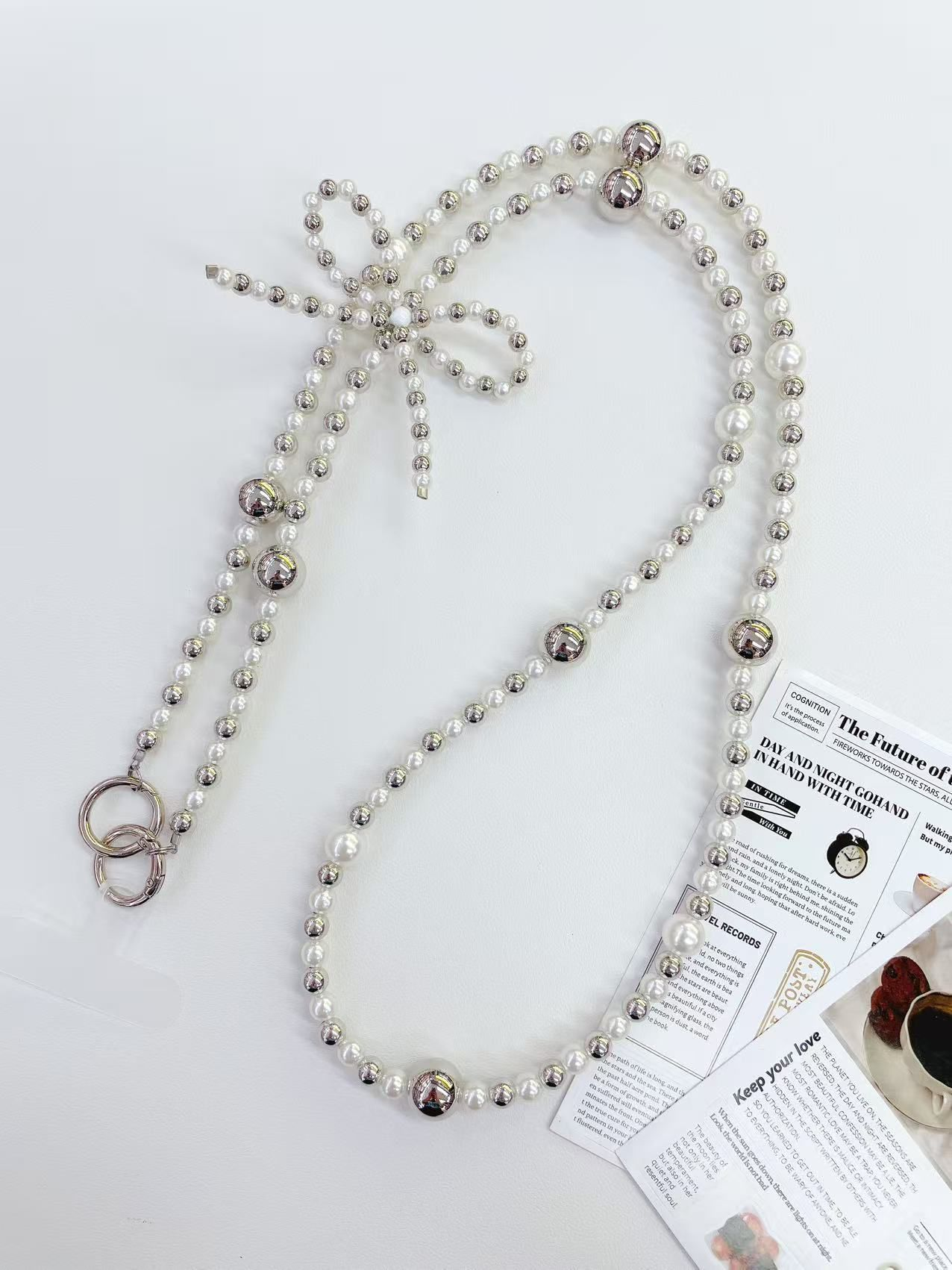 SILVER LONG STRINGS PEARL