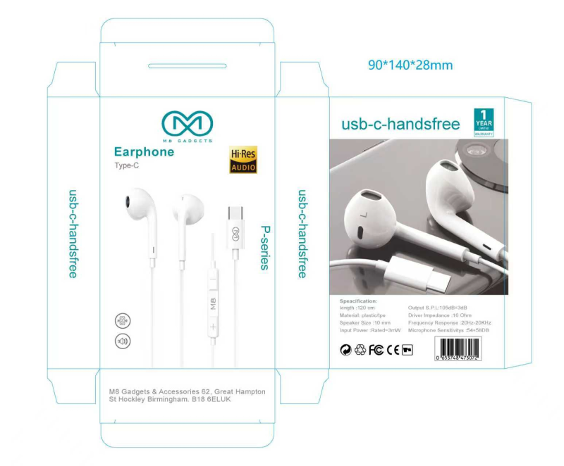 M8 P SERIES IPH EARPHONE WHITE