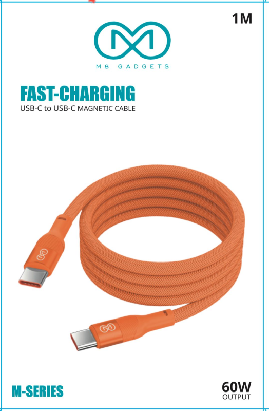 M8 M SERIES C C 1M MAGNETIC CABLE ORANGE
