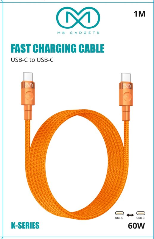 M8 K series C C 60W braided 1M ORANGE