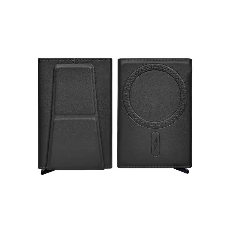 M8 MAG SAFE CARD HOLDER/ LEATHER WALLET BLACK