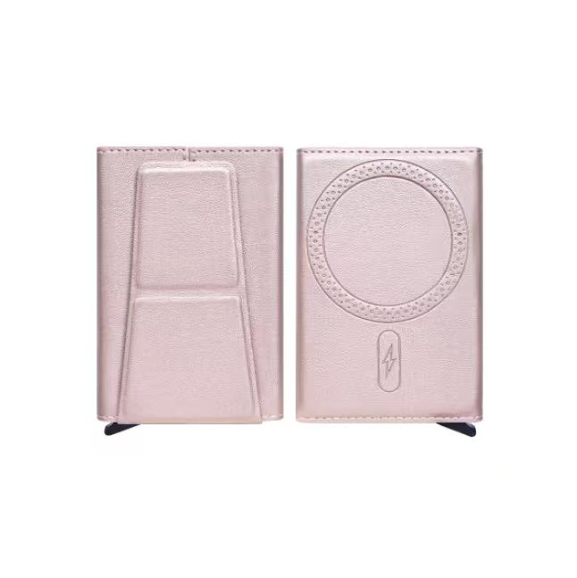 M8 MAG SAFE CARD HOLDER/ LEATHER WALLET ROSE