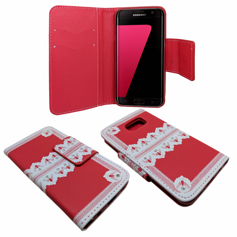 SAMSUNG S6 BOOK FLIP CASE RED PRINTED