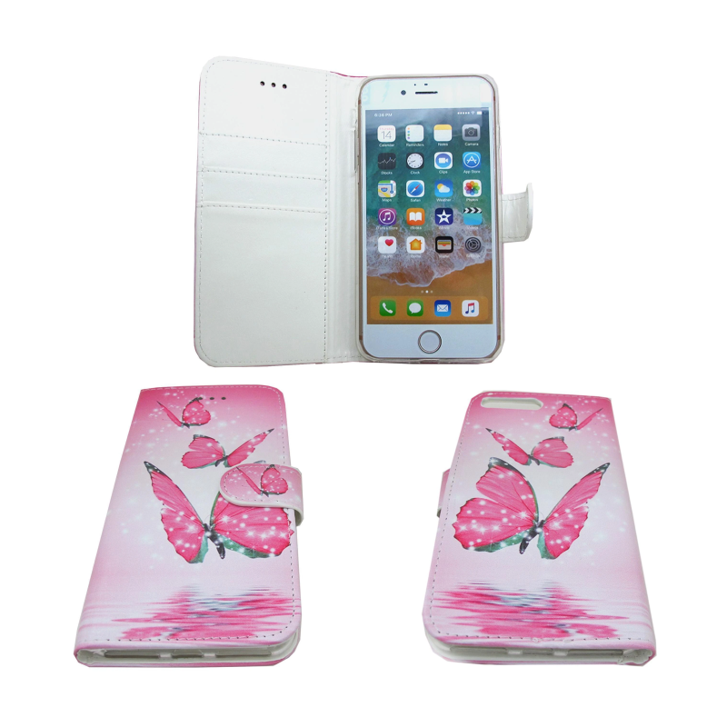 IPHONE 7 PLUS/8 PLUS PINK BUTTERFLY BOOK CASE
