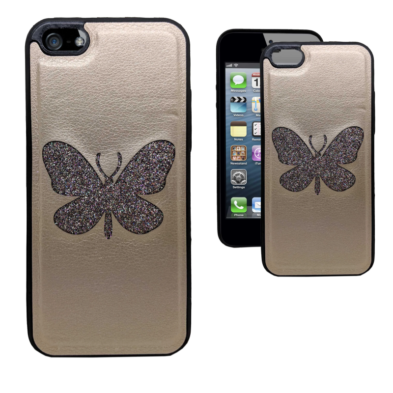 IPHONE 5 BUTTERFLY HARD CASE GOLD