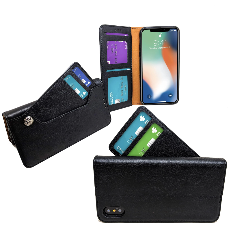IPHONE X BOOK CASE WITH SEPARATE CARD HOLDER BLACK