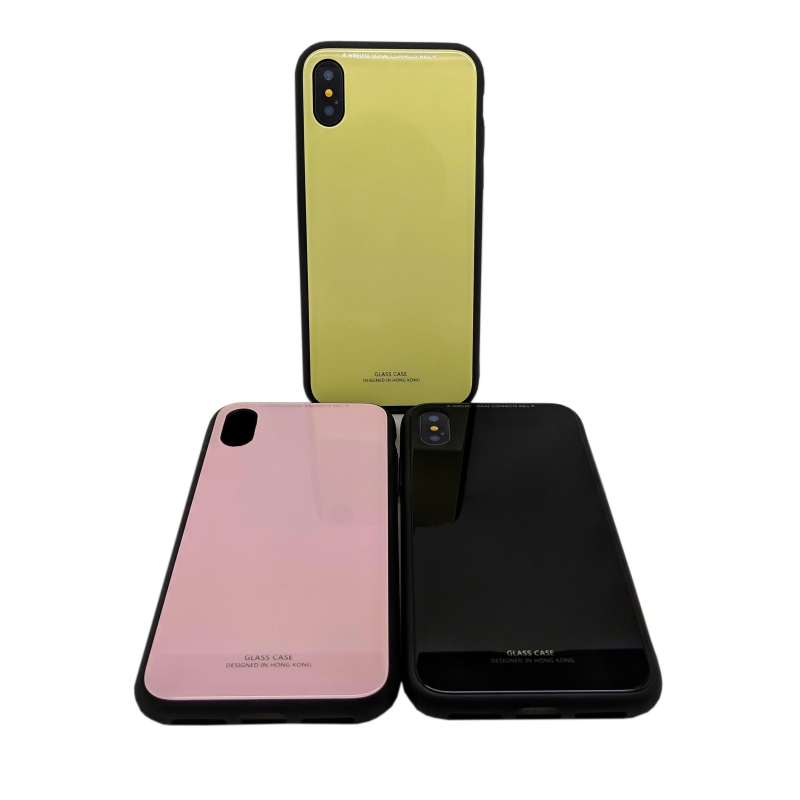 IPHONE X GLASS CASE H45 YELLOW