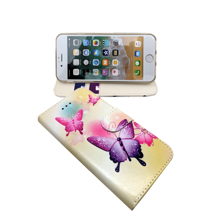 IPHONE 7/8 PURPLE BUTTERFLY YELLOW PRINT BOOK