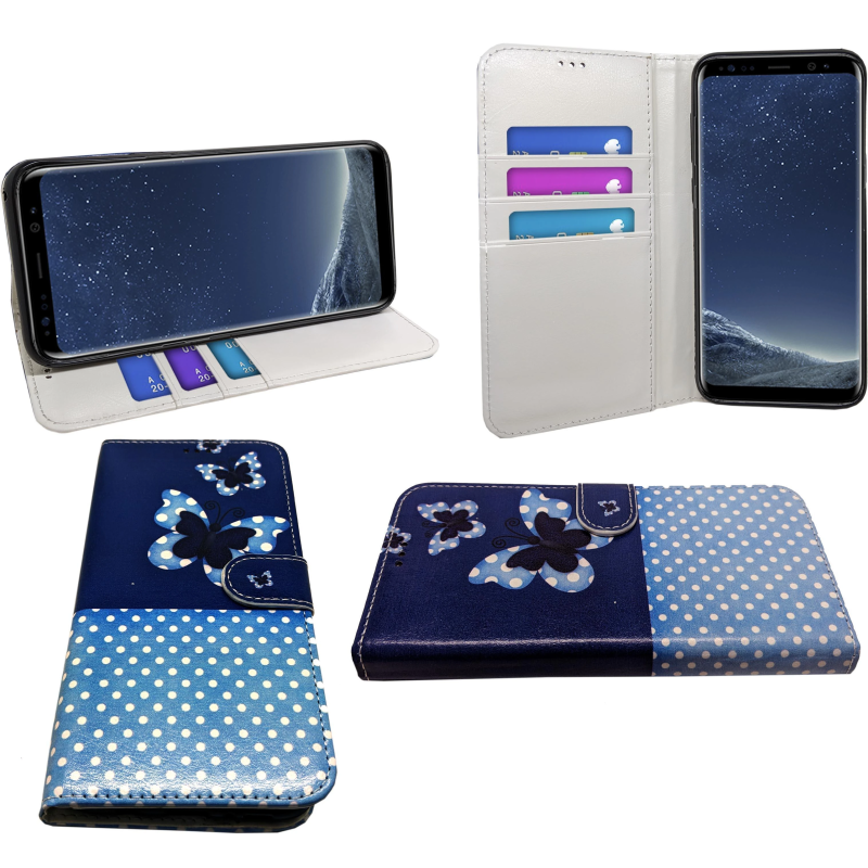 SAMSUNG S8 PLUS BLUE BUTTERFLY BOOK CASE
