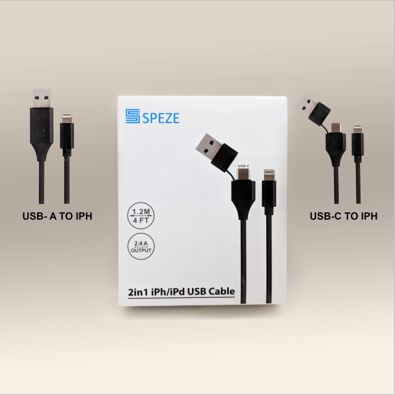 SPEZE 2 IN 1 IPHONE PD21 CABLE BLACK