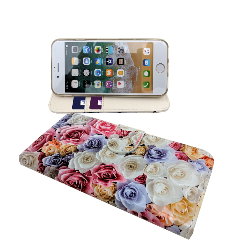 IPHONE 7/8 NEW FLOWER PRINT BOOK CASE
